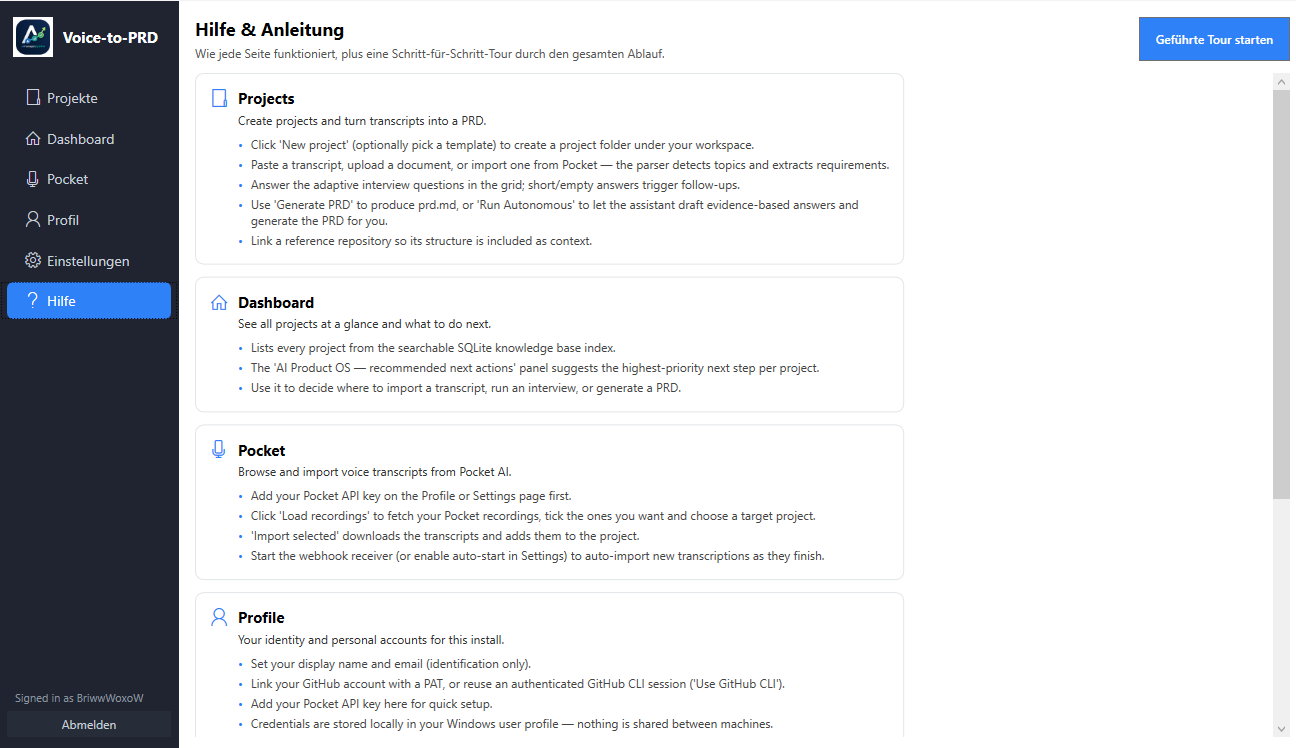 Voice-to-PRD – help & guide